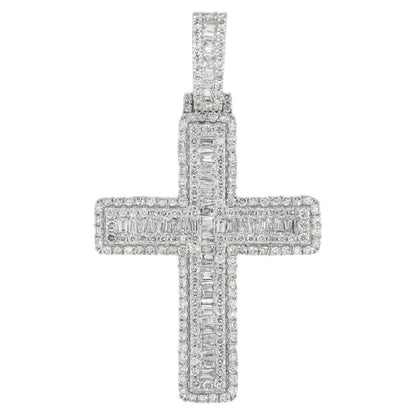 14K 4.50CTW BAGUETTE DIAMOND CROSS - Johnny Dang & Co