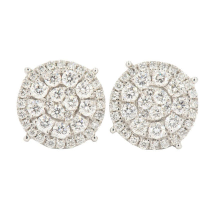 14KW 1.50CTW DIAMOND ROUND CLUSTER EARRINGS WITH HALO - Johnny Dang & Co