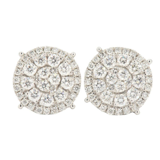 14KW 1.50CTW DIAMOND ROUND CLUSTER EARRINGS WITH HALO - Johnny Dang & Co