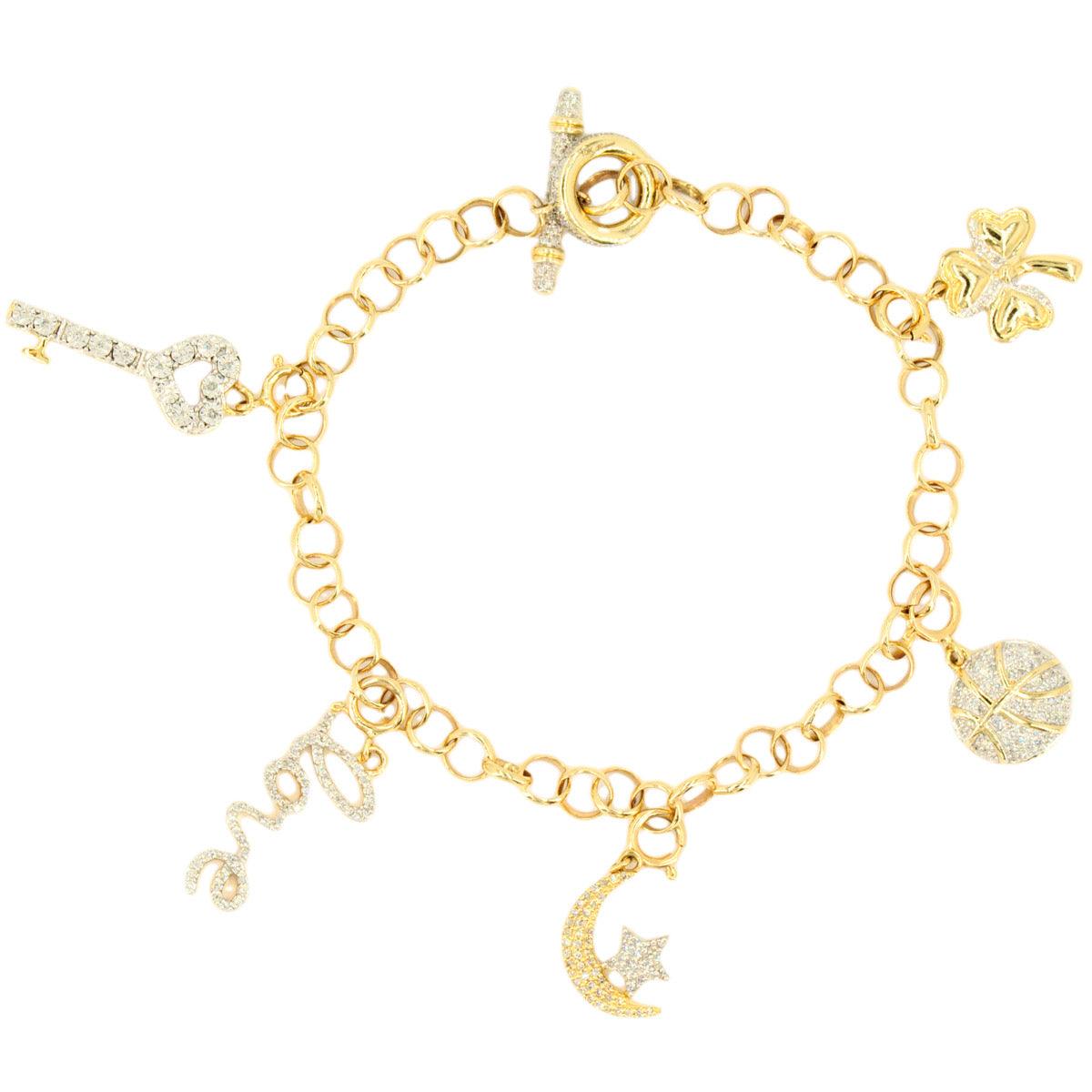 10k Gold 0.45ctw Diamond Charm Bracelet 7.5". Bracelet Only. Charms Sold Separately - Johnny Dang & Co