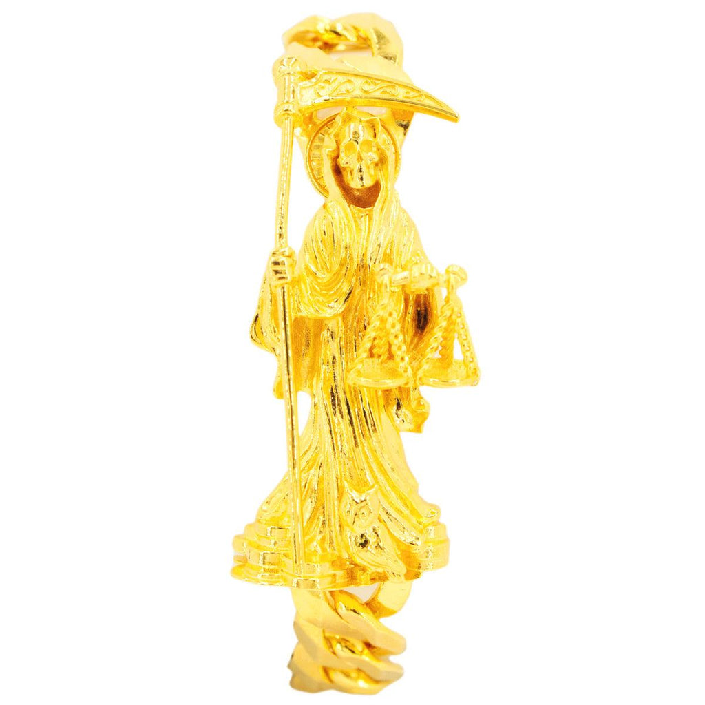 14k Yellow Gold Custom JD&Co Exclusive Grim Reaper Santa Muerte Link Bracelet. - Johnny Dang & Co