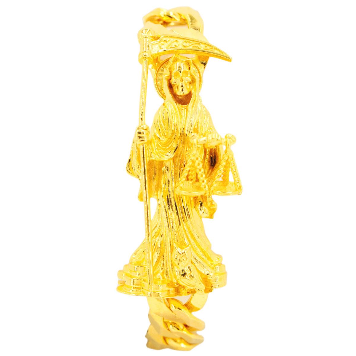 14k Yellow Gold Custom JD&Co Exclusive Grim Reaper Santa Muerte Link Bracelet. - Johnny Dang & Co