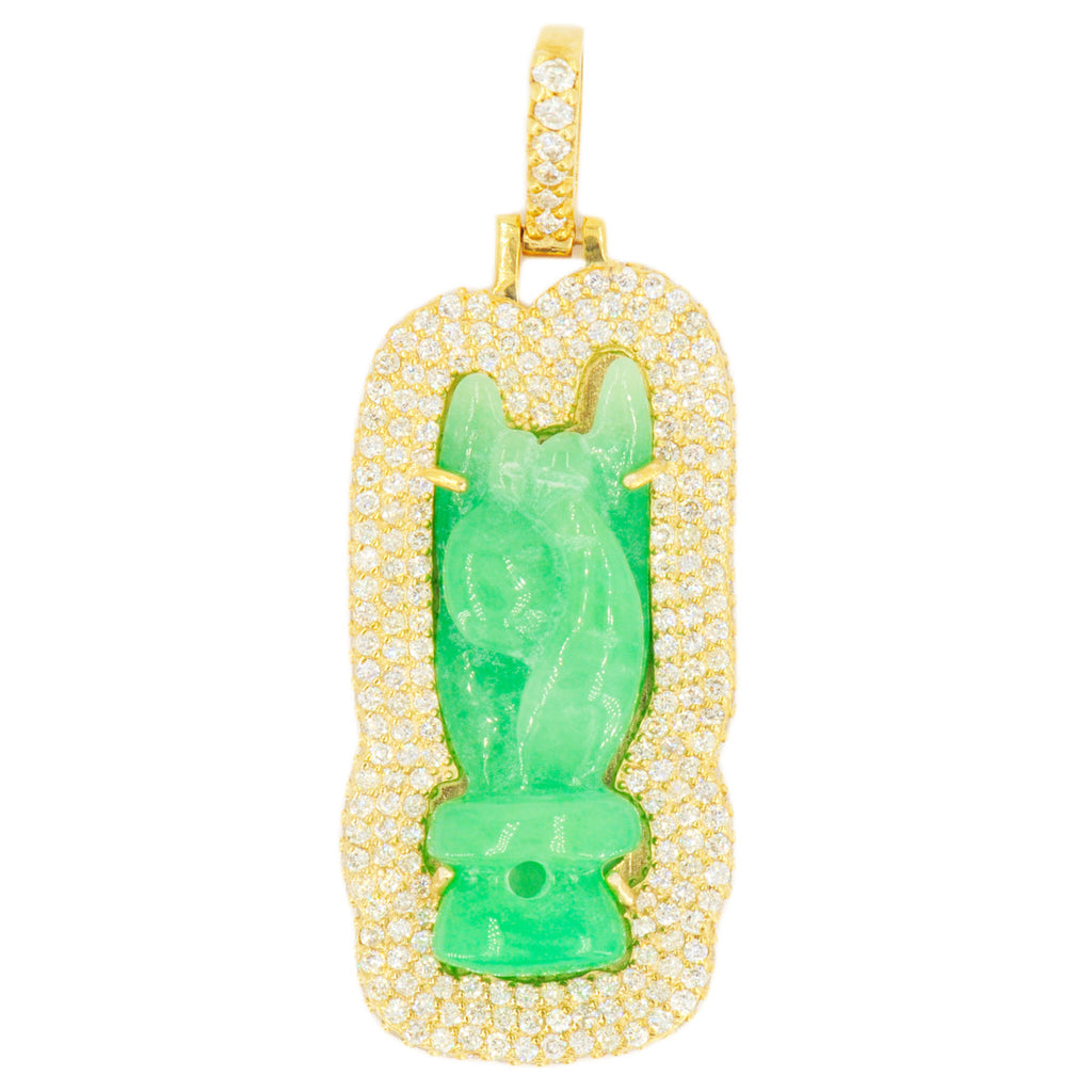 10k Yellow Gold 3.27ctw Jade and Diamond Karana Mudra Buddha Hand - Johnny Dang & Co