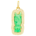 10k Yellow Gold 3.27ctw Jade and Diamond Karana Mudra Buddha Hand - Johnny Dang & Co