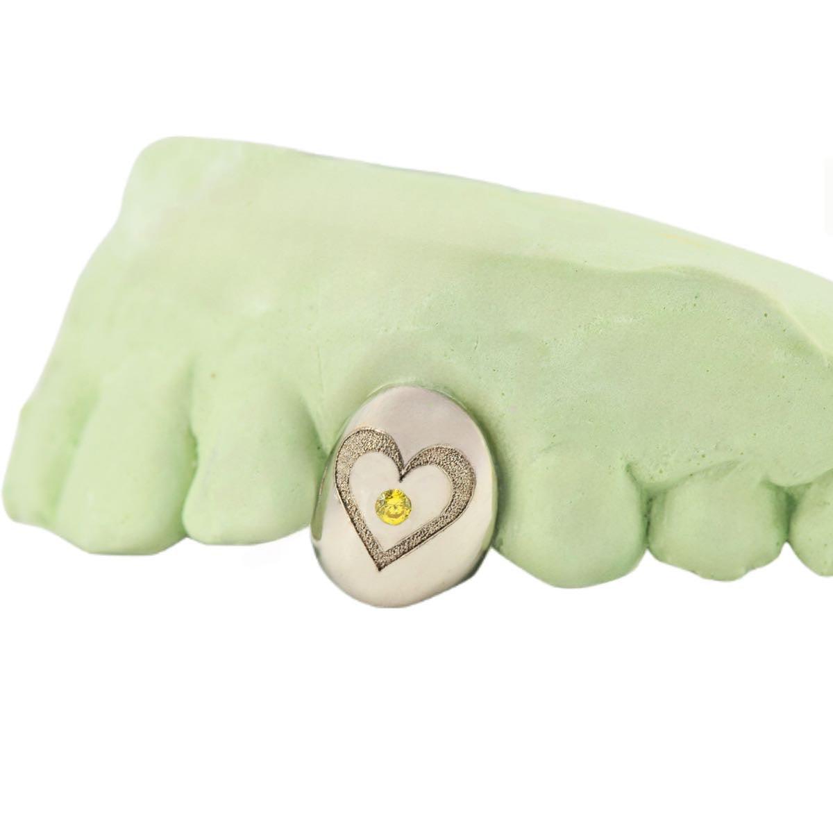 18K Individual Heart Engraved With Color Enhanced Diamond - Johnny Dang & Co