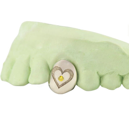 18K Individual Heart Engraved With Color Enhanced Diamond - Johnny Dang & Co