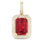 10KY 0.50CTW DIAMOND 2-ROW PENDANT WITH 7.00CT SYNTHETIC RUBY - Johnny Dang & Co