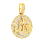 10k Yellow Gold 3.15ctw Round and Baguette Diamond Allah Pendant - Johnny Dang & Co