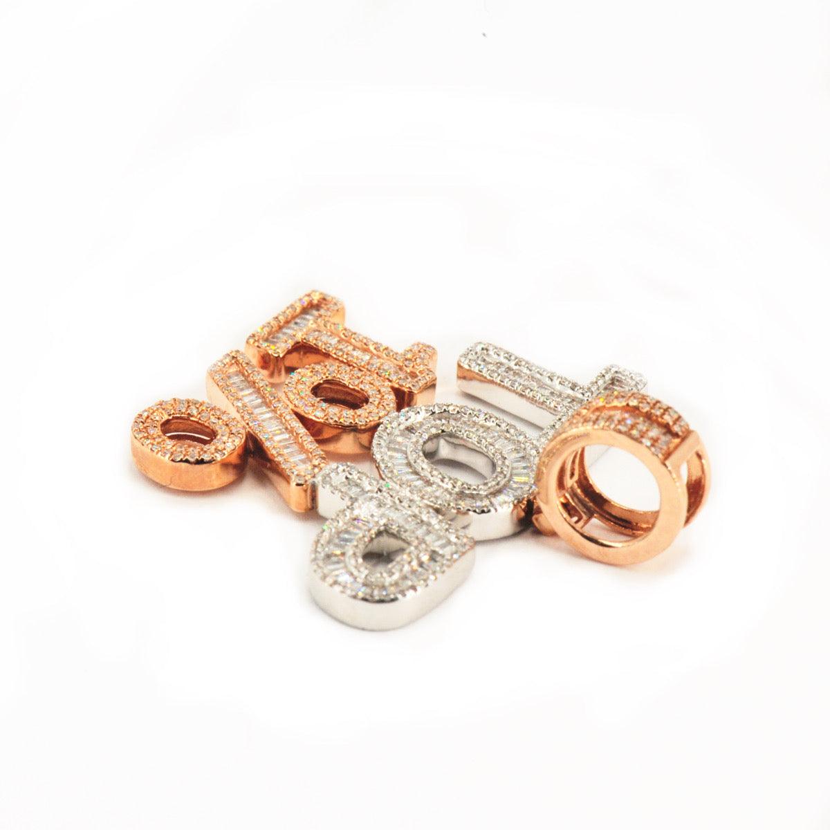 10k White and Rose Gold Round and Baguette Diamond 1.50ctw Top 1% Pendant - Johnny Dang & Co