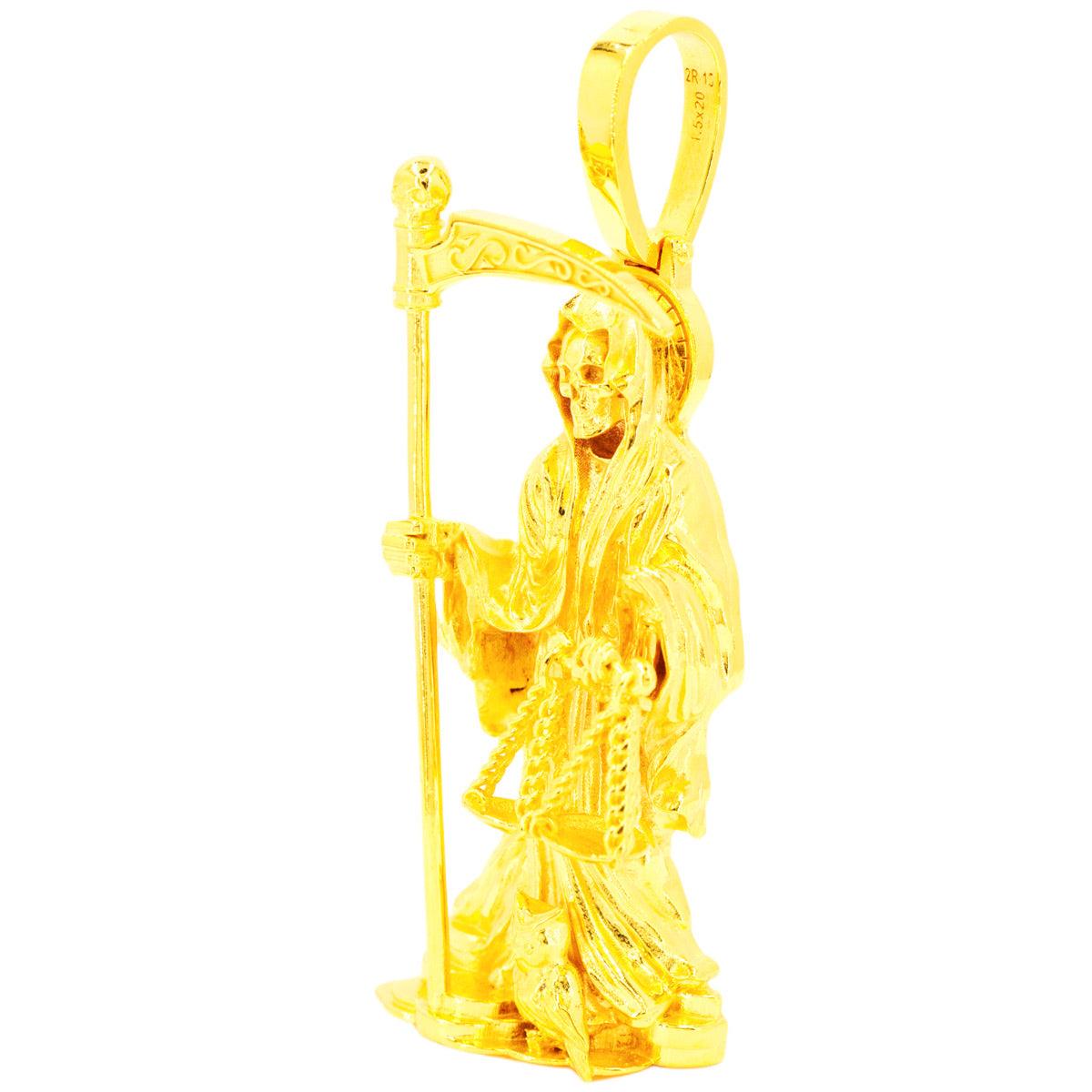 14k Gold Custom JD&CO Exclusive 3D Grim Reaper Santa Muerte Pendant - Johnny Dang & Co