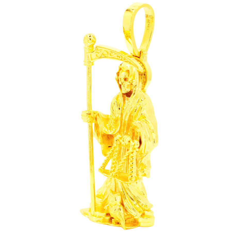 Big real 14k yellow Gold santa muerte grim reaper pendant angel of death  2.75