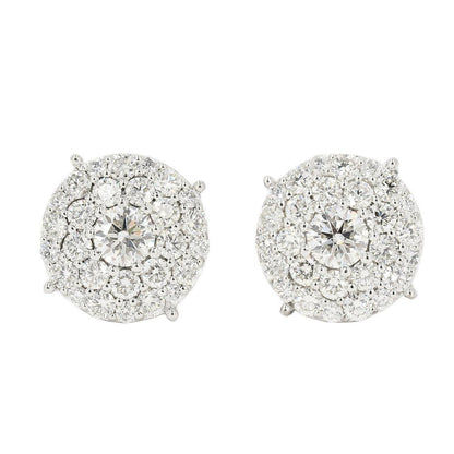 JDTK-CL1180W- 14K 2.2 CTTW DIAMOND CLUSTER MICRO PAVE EARRINGS - Johnny Dang & Co