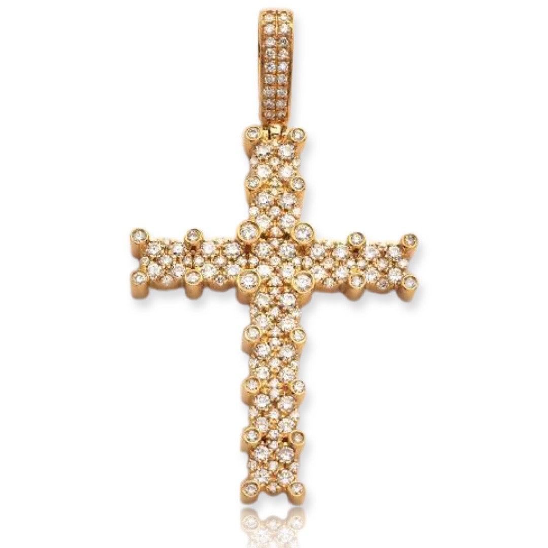 14KY 1.50CTW FLEUR DIAMOND CROSS PENDANT - Johnny Dang & Co