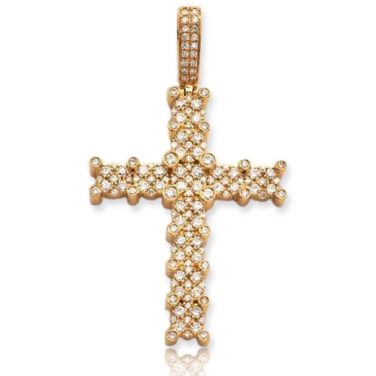 14KY 1.50CTW FLEUR DIAMOND CROSS PENDANT - Johnny Dang & Co