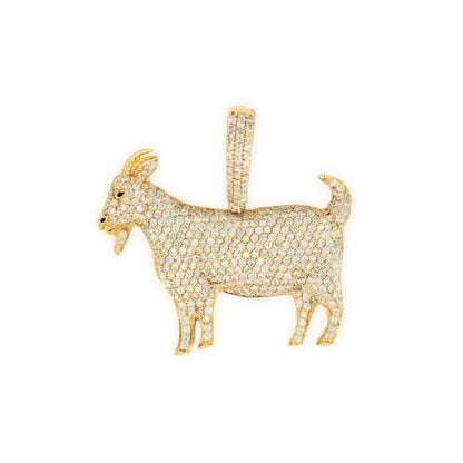 14k Yellow Gold 1.49ct Diamond GOAT Pendant Flash - Johnny Dang & Co