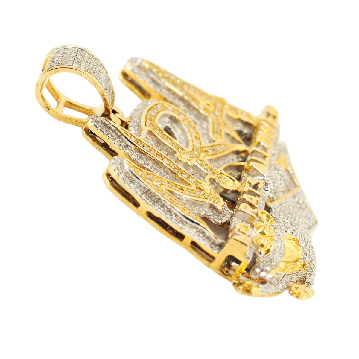 激レア 一点物 CHOLOS 全金メタル 9kゴールドチェーン 10K YELLOW GOLD 1.00CTW DIAMOND 'NRA NO RATS ALLOWED' PENDANT