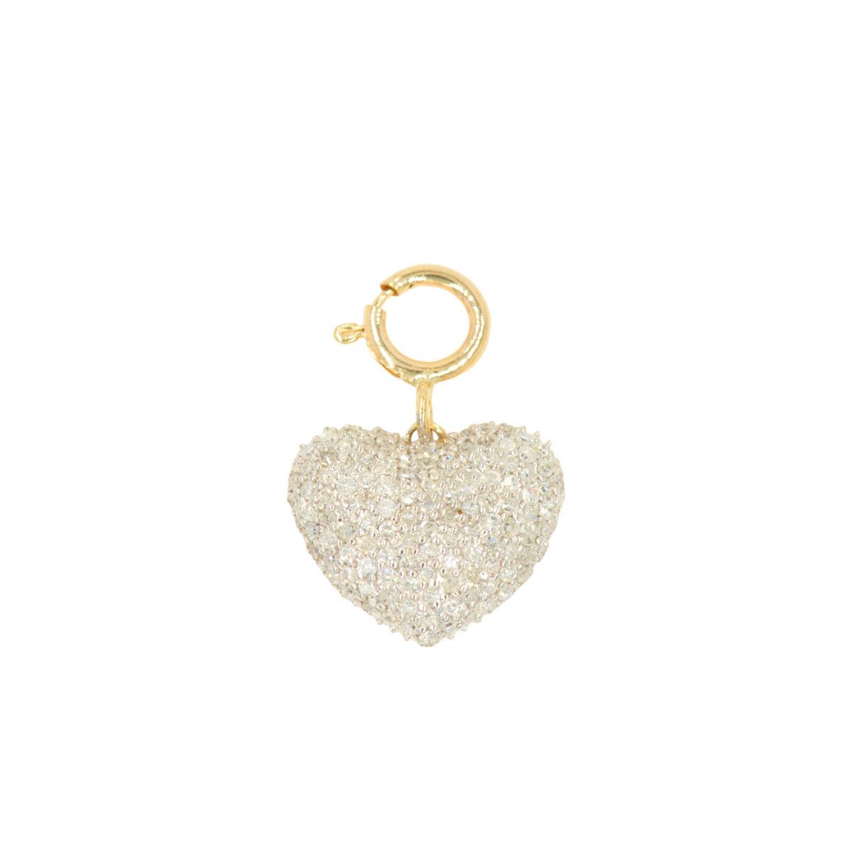 10k Yellow gold and Diamond Puff Heart Charm - 10055 - Johnny Dang & Co