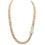 10k 2-Tone White and Rose Gold 28ctw Solid Miami Cuban Chain 22" - Johnny Dang & Co
