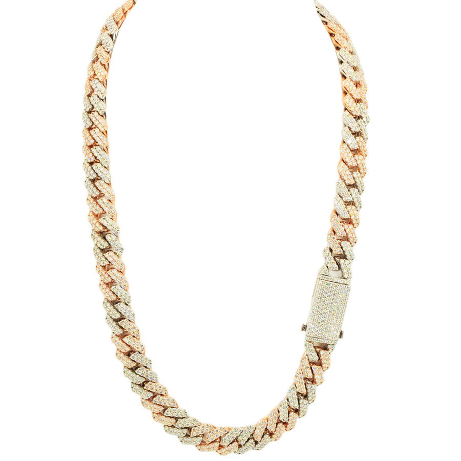10k 2-Tone White and Rose Gold 28ctw Solid Miami Cuban Chain 22