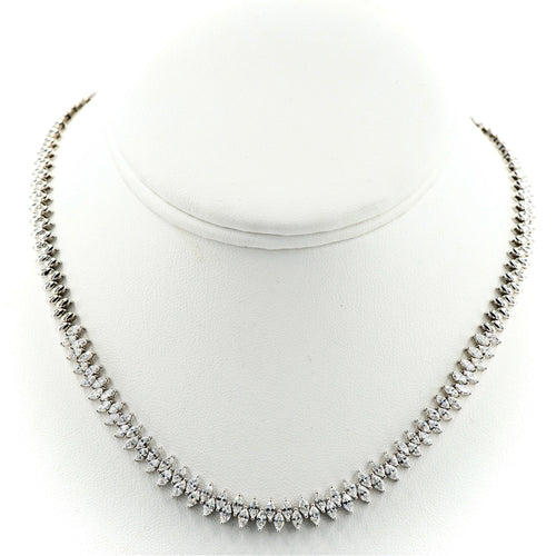 Custom Marquee Diamond Tennis Chain 18k White Gold