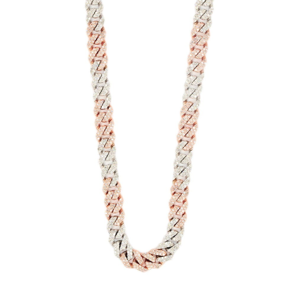 10K 2-Tone 6.3mm White and Rose Gold Diamond New Miami Cuban 22 Inches - Johnny Dang & Co
