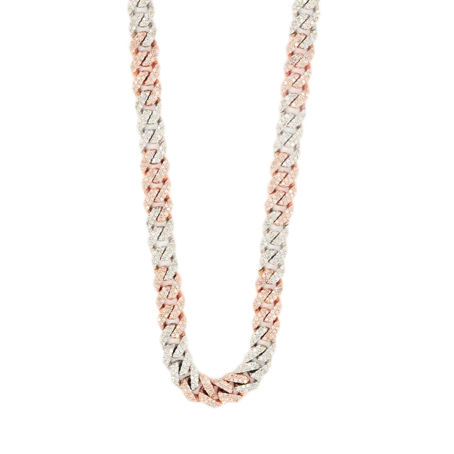 10K 2-Tone 6.3mm White and Rose Gold Diamond New Miami Cuban 22 Inches - Johnny Dang & Co