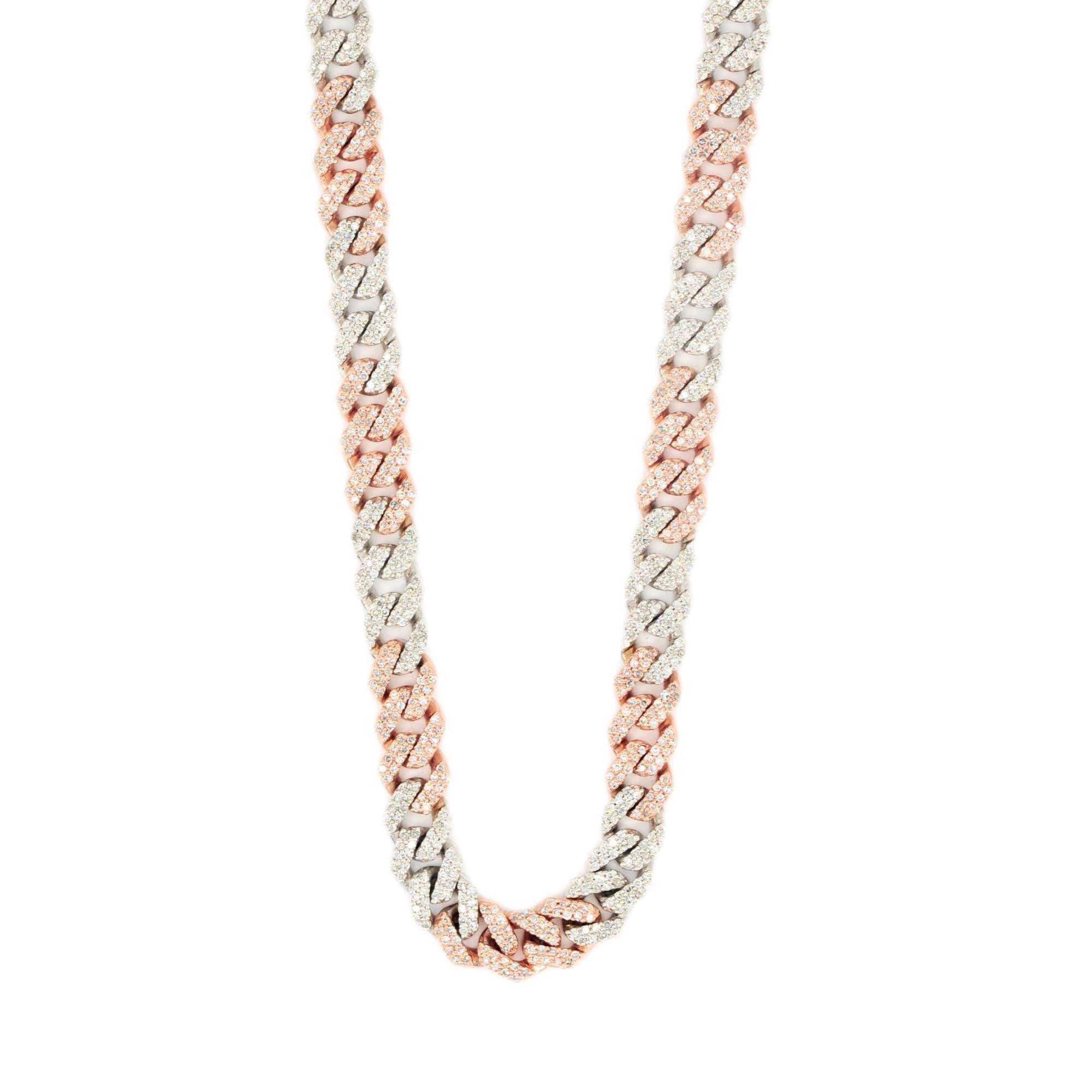 10K 2-Tone 6.3mm White and Rose Gold Diamond New Miami Cuban 22 Inches - Johnny Dang & Co