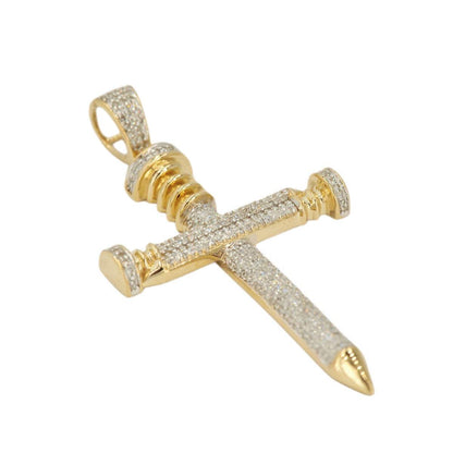 10KY 0.55CTW DIAMOND NAILS CROSS PENDANT - Johnny Dang & Co