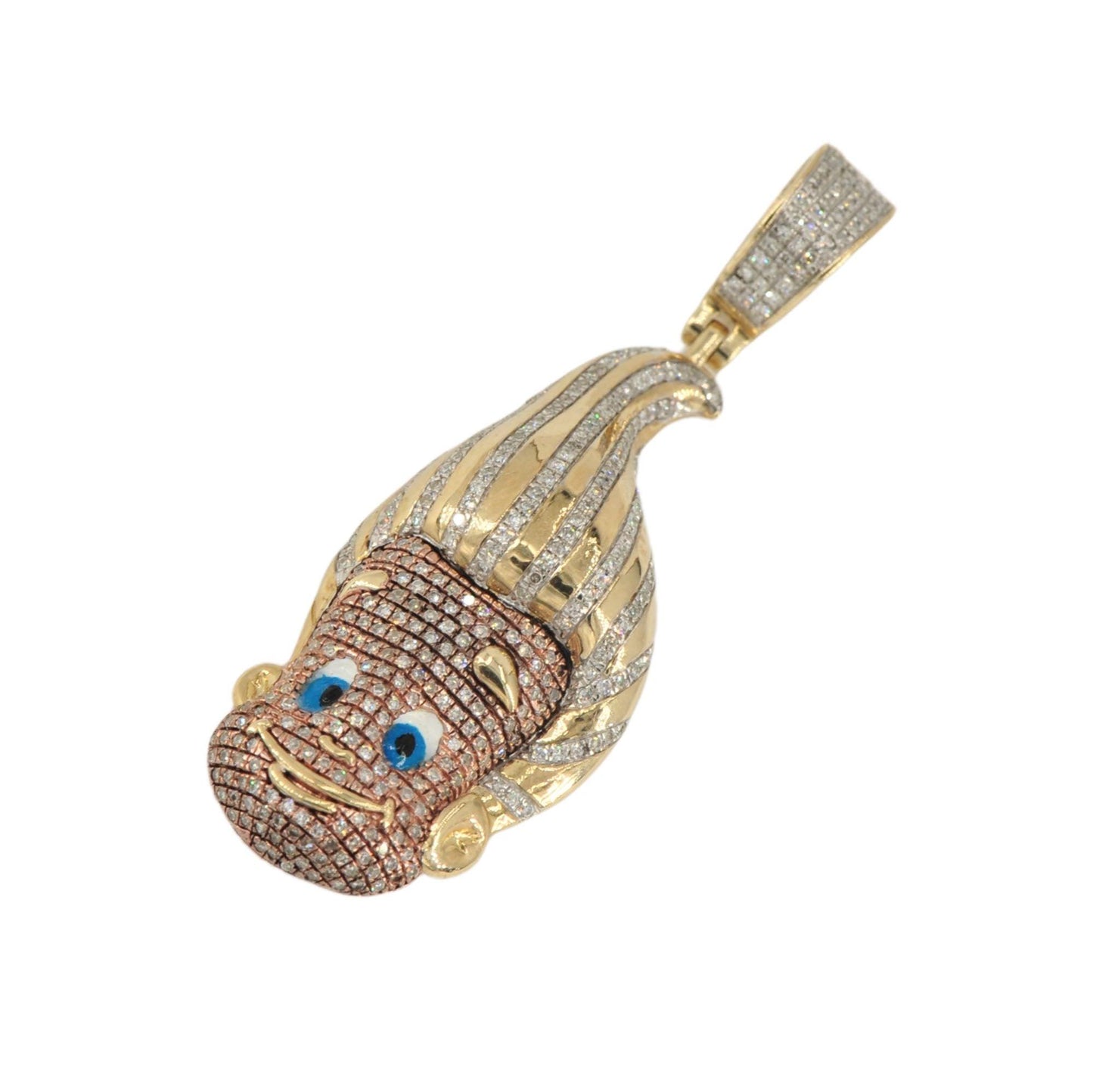 10k Yellow Gold 0.75cttw Diamond ‘Cartoon Boy’ Pendant Flash - Johnny Dang & Co