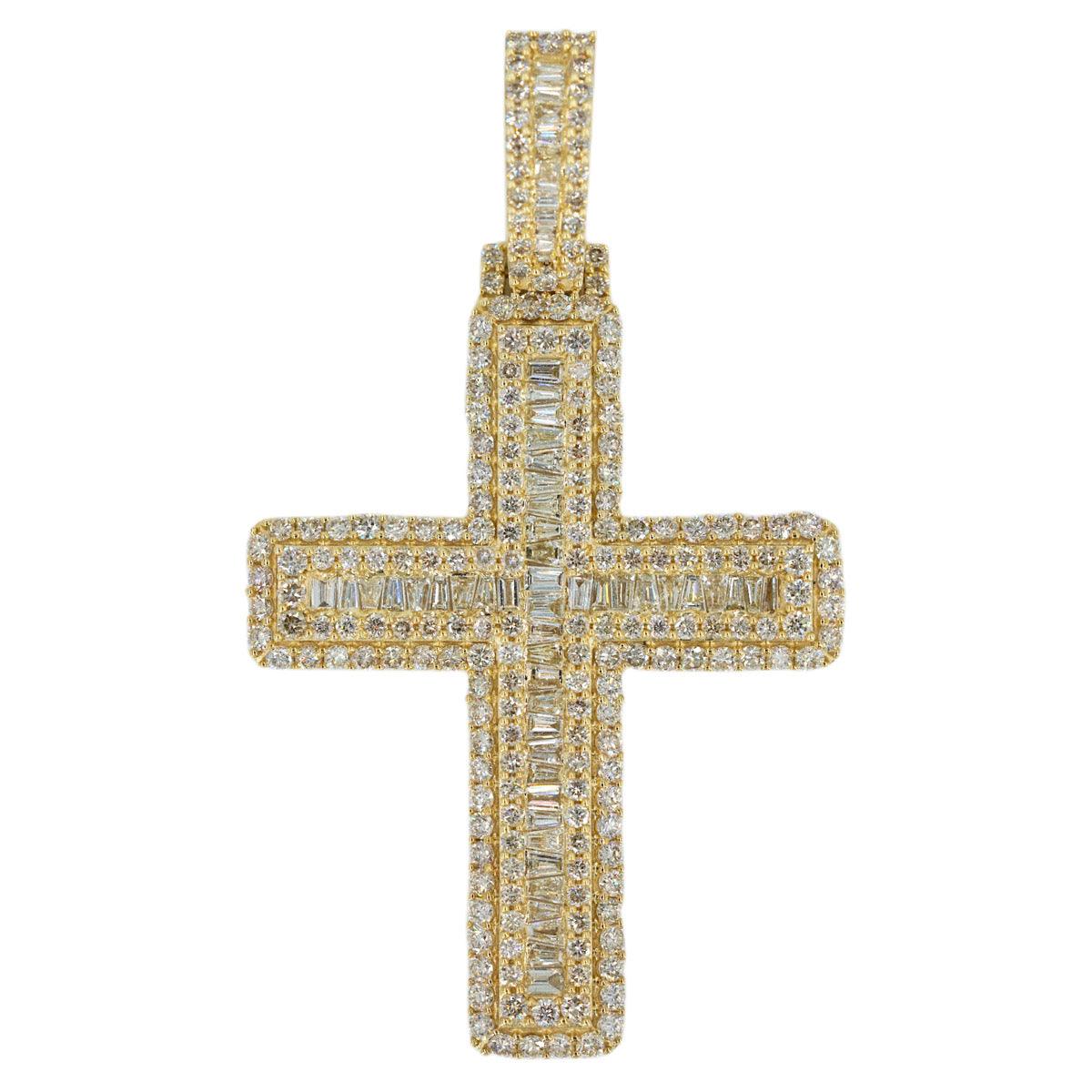 14K 4.50CTW BAGUETTE DIAMOND CROSS - Johnny Dang & Co