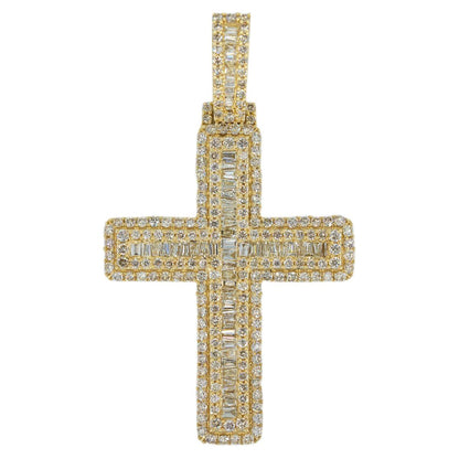 14K 4.50CTW BAGUETTE DIAMOND CROSS - Johnny Dang & Co