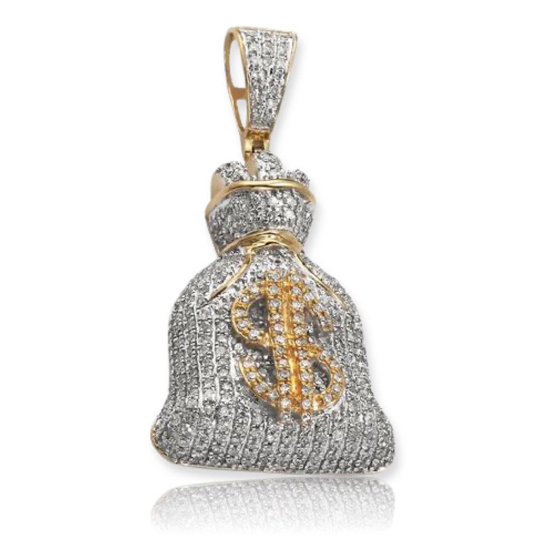 10KY 0.85CTW DIAMOND MONEY BAG PENDANT - Johnny Dang & Co