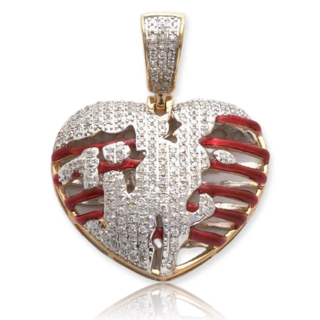 10KY 0.70CTW DIAMOND BROKEN HEART RIBCAGE PENDANT - Johnny Dang & Co
