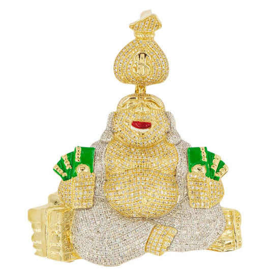 10k Gold 1.85CTW Diamond Lucky Money Bag Buddha - Johnny Dang & Co