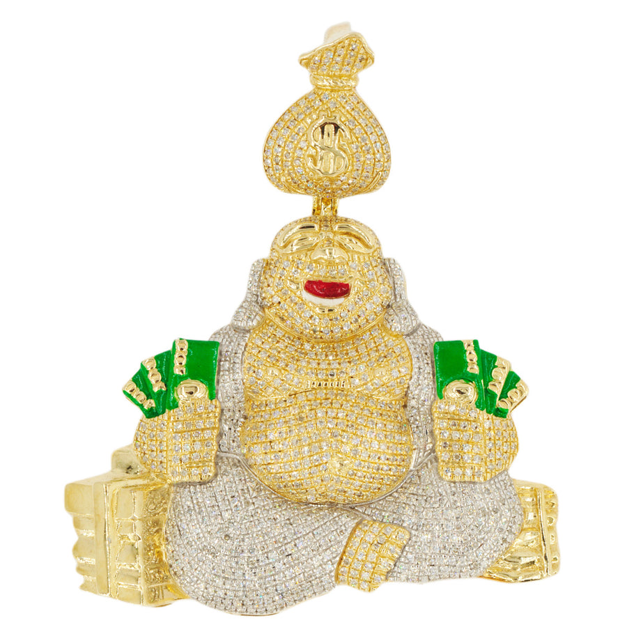 10k Gold 1.85CTW Diamond Lucky Money Bag Buddha