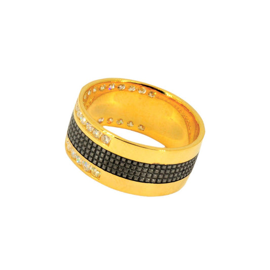 14K 1.0 CTTW Men's Diamond And Black Plated Center Designer Band - Johnny Dang & Co
