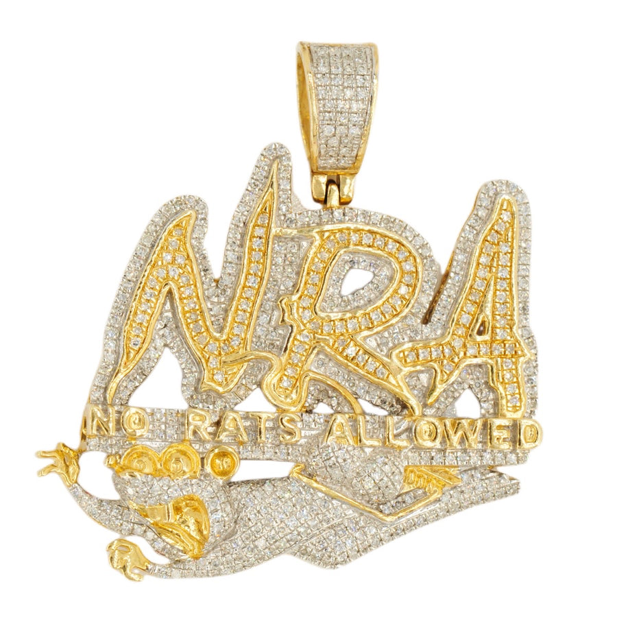10K YELLOW GOLD 1.00CTW DIAMOND ‘NRA NO RATS ALLOWED’ PENDANT