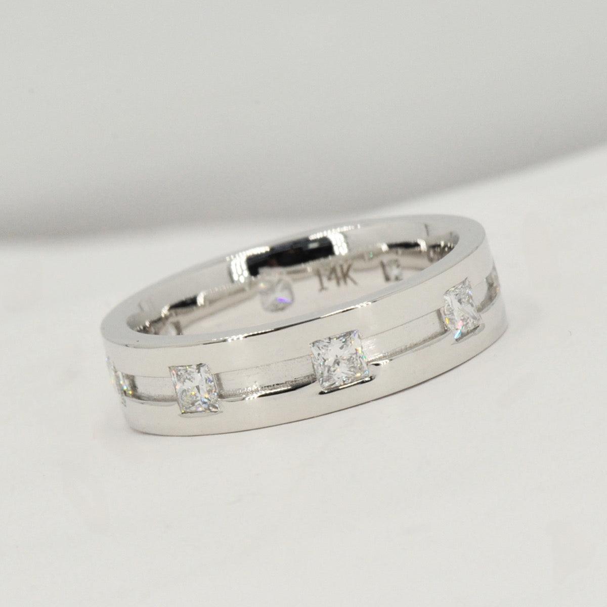 Custom Men’s Princess Cut Diamond 6mm Band - Johnny Dang & Co
