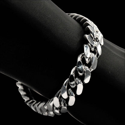 Silver 10.25mm Solid Cuban Link Bracelet 8 Inches - Johnny Dang & Co
