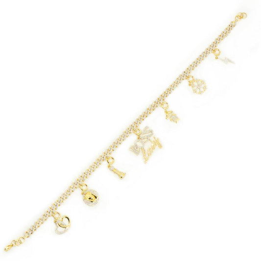 Copy of 10k Gold 0.45ctw Diamond Charm Anklet 9" - 10". Bracelet Only. Charms Sold Separately - Johnny Dang & Co