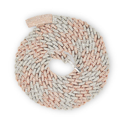 10K 2-Tone 6.3mm White and Rose Gold Diamond New Miami Cuban 22 Inches - Johnny Dang & Co