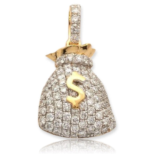 10KY 1.20CTW DIAMOND PUFFED MONEY BAG PENDANT - Johnny Dang & Co