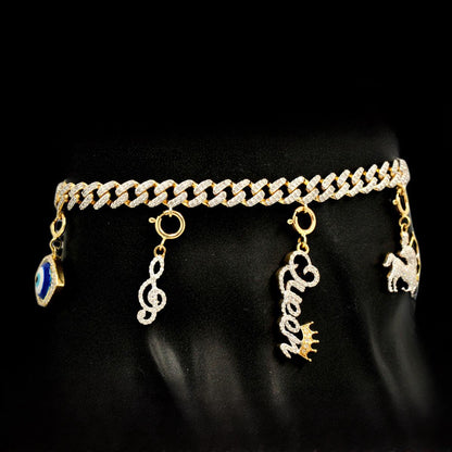 10k Gold 1.00ctw Diamond Link Charm Bracelet 7.5". Bracelet only. Charms sold separately - Johnny Dang & Co