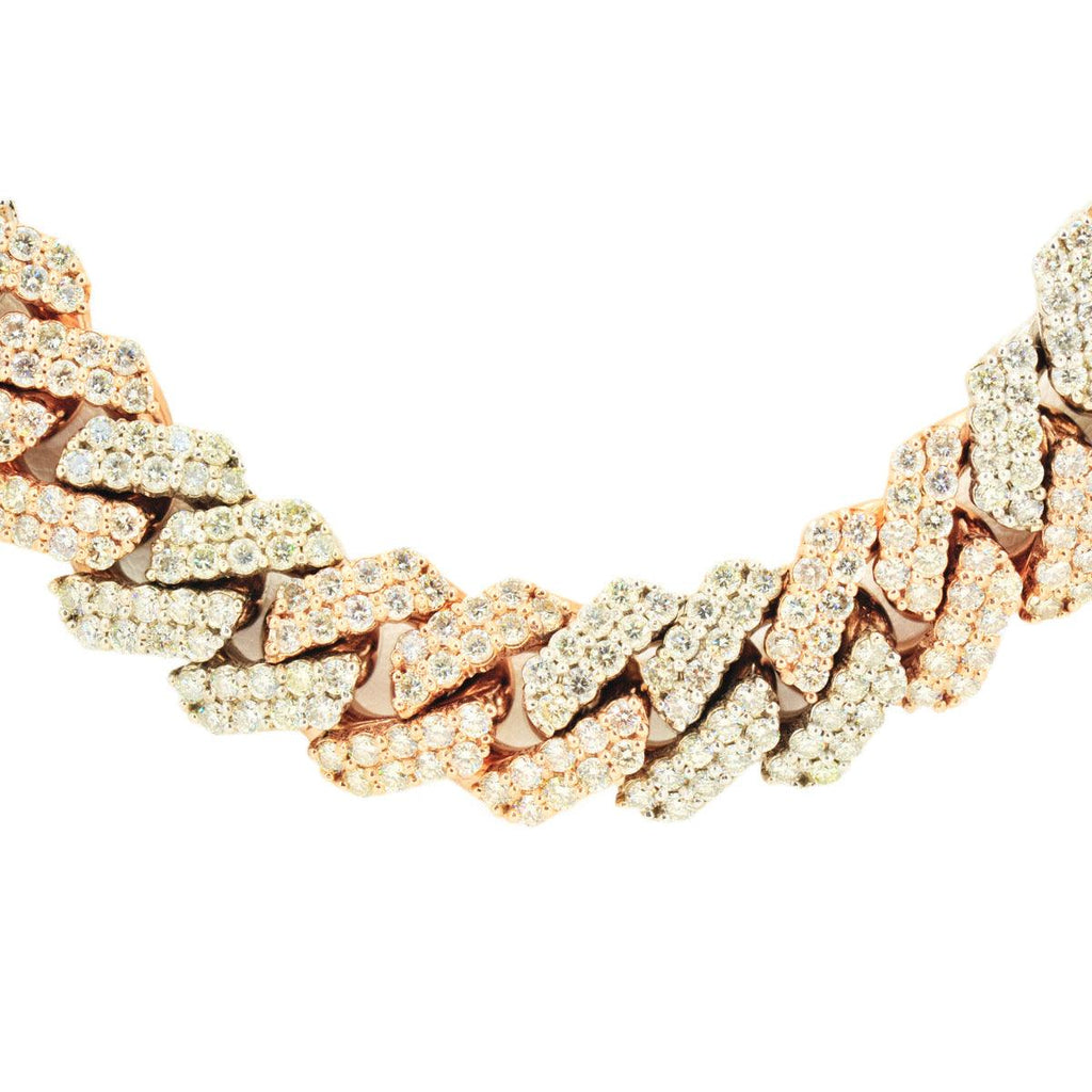 10k 2-Tone White and Rose Gold 28ctw Solid Miami Cuban Chain 22" - Johnny Dang & Co