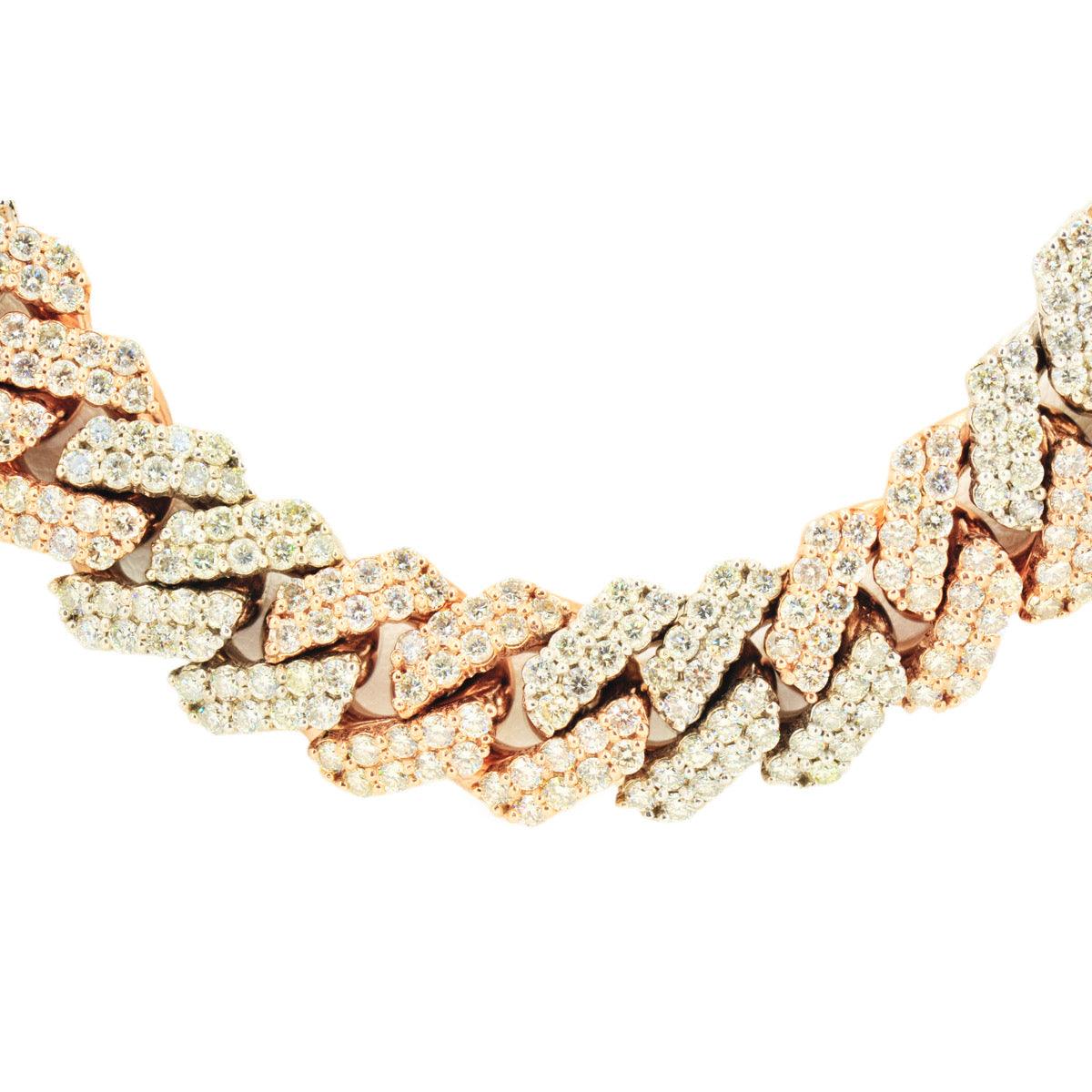 10k 2-Tone White and Rose Gold 28ctw Solid Miami Cuban Chain 22" - Johnny Dang & Co