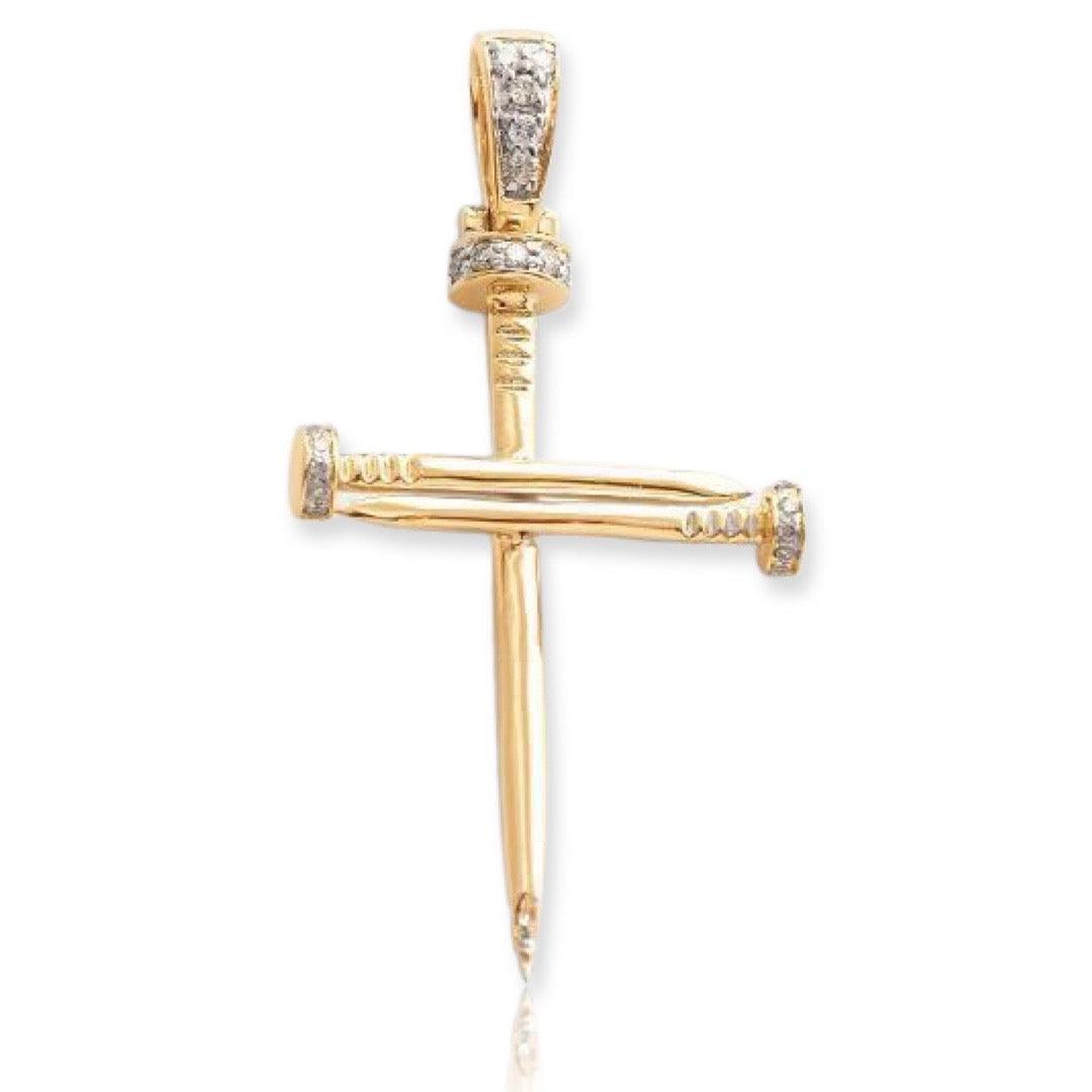 14KY 0.15CTW DIAMOND NAILS CROSS PENDANT - Johnny Dang & Co