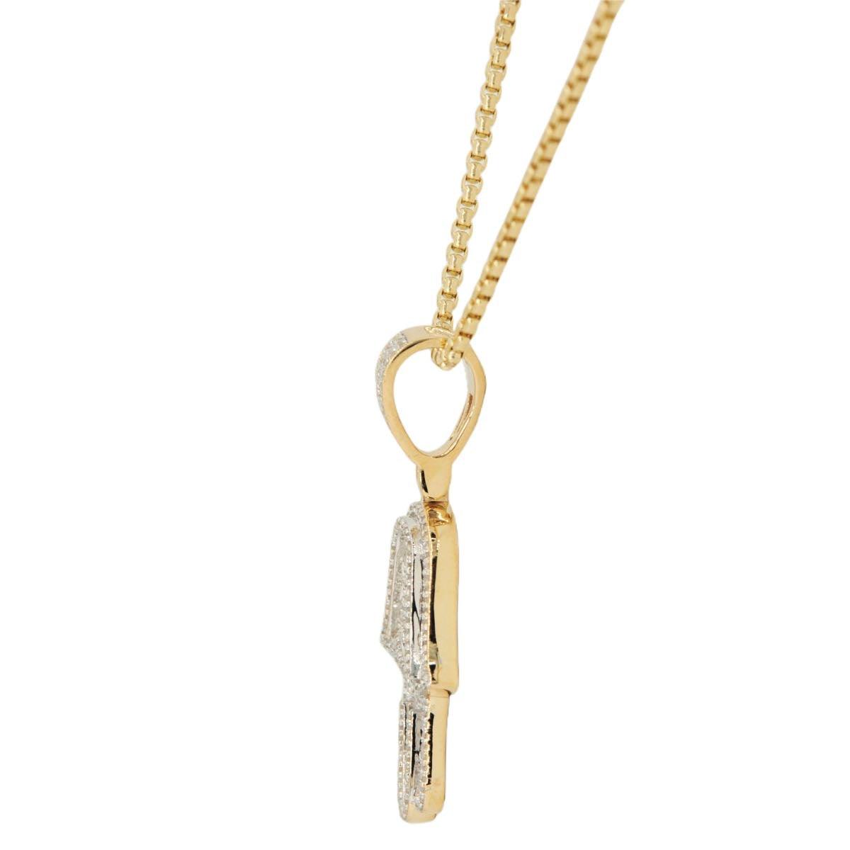 10k Yellow Gold 0.70cttw 3D Hamzah Hand Pendant and 1.5mm Venetian