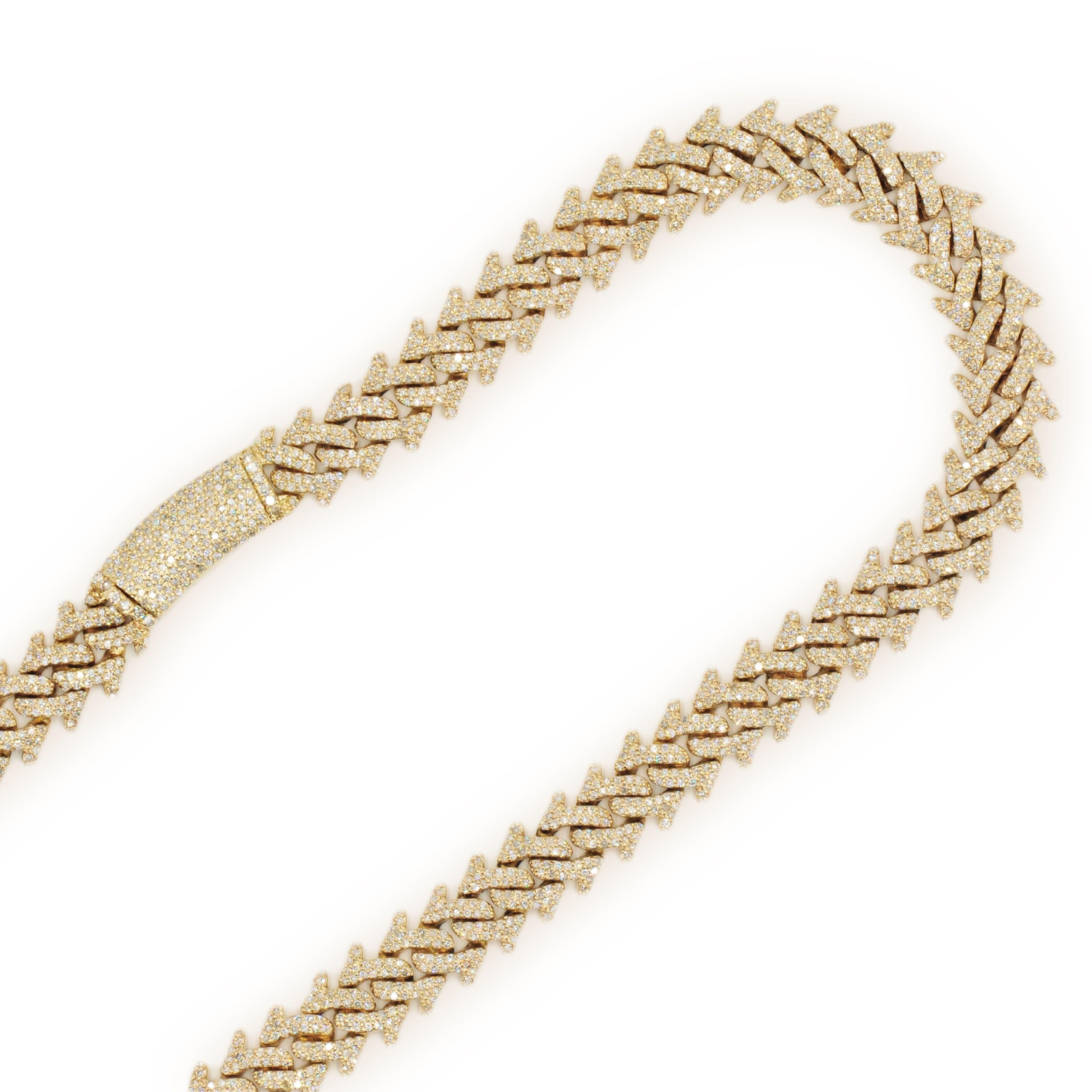 10k Yellow Gold and Diamond Spiked Cuban Chain 22inches - Johnny Dang & Co
