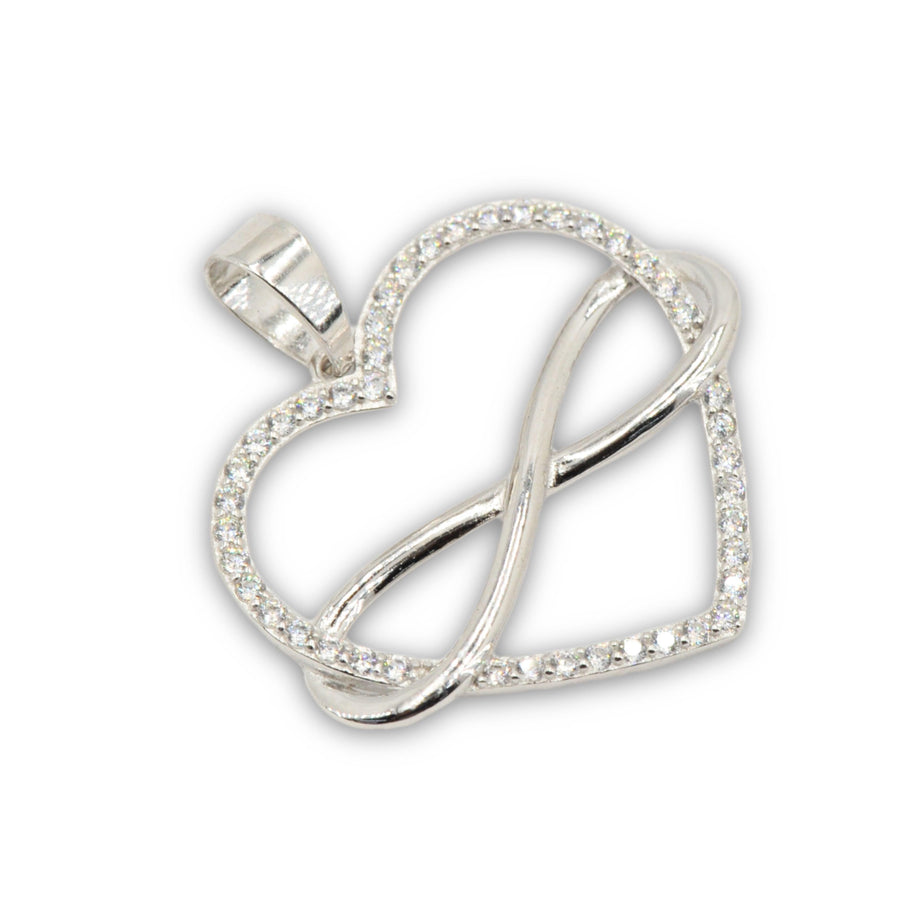 Silver White Gold Infinite Heart Diamond Pendant - Johnny Dang & Co