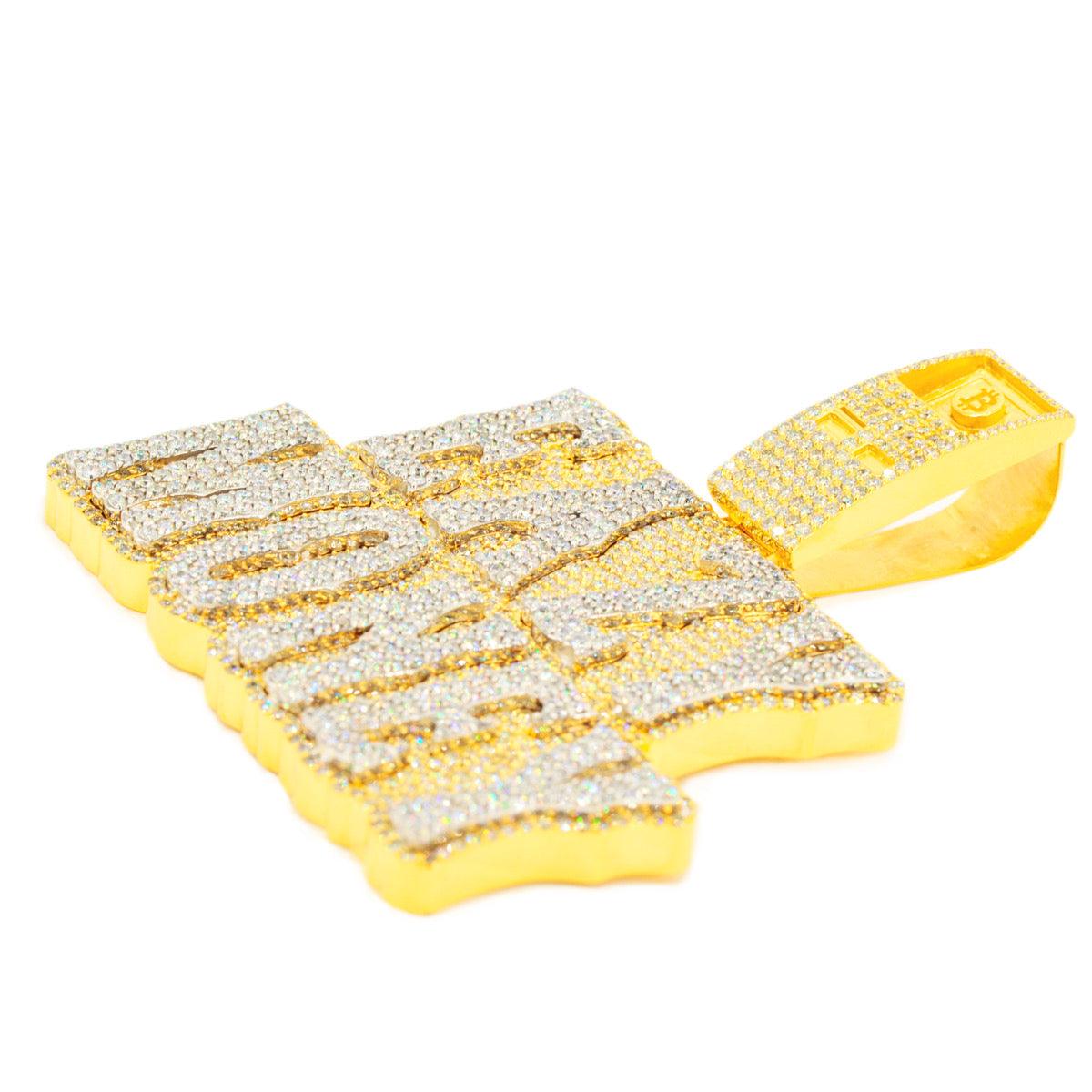 10k Yellow Gold JD&Co Exclusive Custom Diamond Eazy Money Pendant With Bitcoin ATM Bail - Johnny Dang & Co